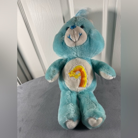 VINTAGE 1983 Kenner Care Bears TEAL Shooting Star WISH BEAR Plush Toy 13” - Picture 8 of 8